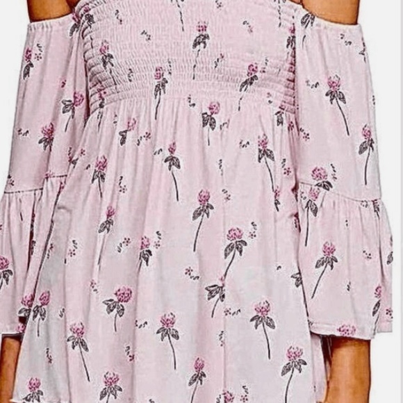 Free People Cloud Berry Lilac Combo Off Shoulder Printed Top XS - Picture 2 of 15